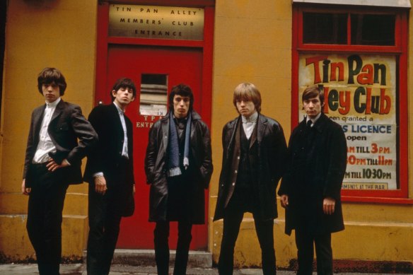 The Rolling Stones outside the Tin Pan Alley Club in London, 1963.