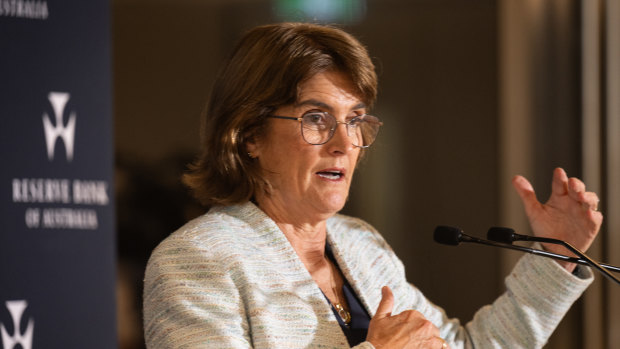 Governor of the Reserve Bank of Australia, Michele Bullock, addresses media.