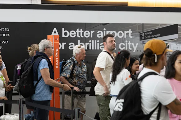 Thousands of people, including these Sydney travellers, have had their plans upended by the nearly 100 flight cancellations on Saturday morning.