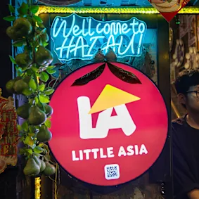 Businesses part of the “Little Asia” precinct in Canley Vale are marked by bright red signs.