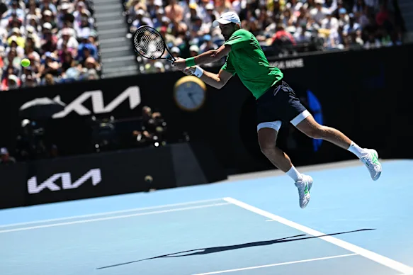 Novak Djokovic in full flight.