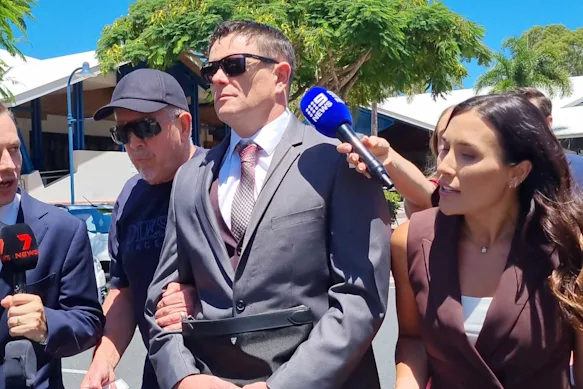 Nathan McKeown leaving Cleveland Magistrates Court after pleading guilty to charges related to the death of his German shepherd, Arnie. 