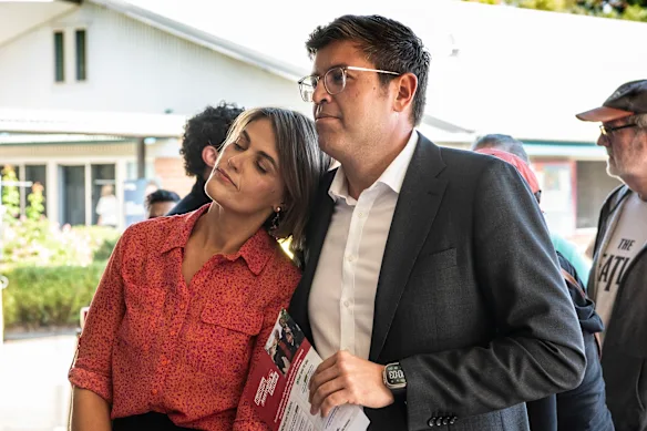 Jerome Laxale voted in his Bennelong electorate alongside his wife, Jo, last year.