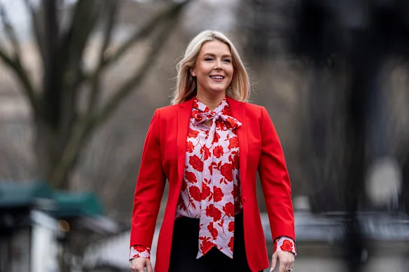 Donald Trump’s press secretary Karoline Leavitt outside the White House on Monday.