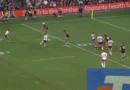 Cleary hits the floor prior to Hopoate try