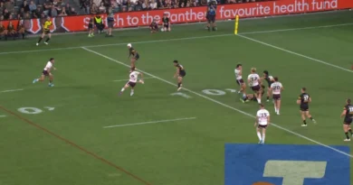 Cleary hits the floor prior to Hopoate try