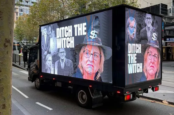 Trucks featuring the controversial slogan have been travelling around Melbourne since May.
