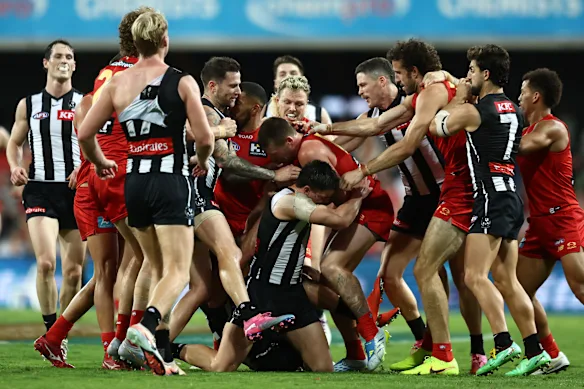 The two teams clash in heated scenes.