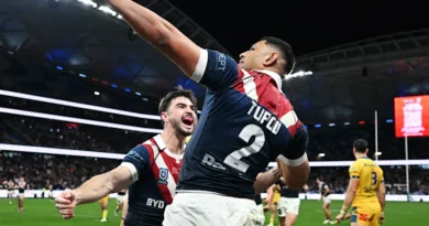 Tupou grabs hat-trick in 300th game as Roosters thump Eels