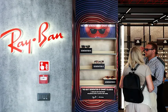 Ray-Ban Meta smart glasses in a Ray-Ban eyewear store in Rome.
