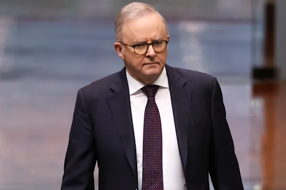 Prime Minister Anthony Albanese arrives for question time on Tuesday.