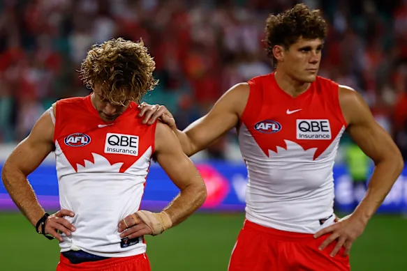 James Rowbottom and Charlie Curnow were left heartbroken with the result.