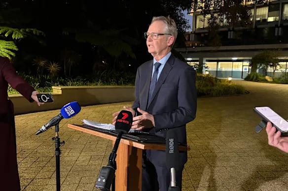Local Government Inspector Tony Brown outside the City of Perth’s Council House on Monday evening.