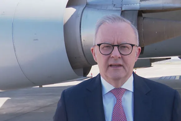 Prime Minister Anthony Albanese addressed the US hack fresh off his flight from New York.
