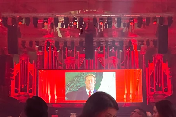 Isaac Heeney’s video message is played at the Sydney Swans awards ceremony after he won the club’s best and fairest for 2026.