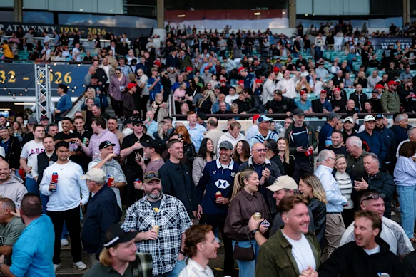 The crowd at Wentworth Park for the final night of greyhound racing on Friday.