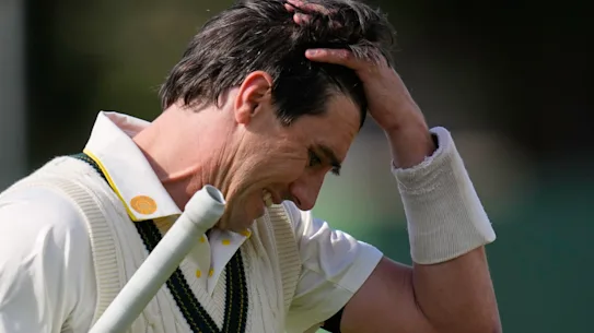 Pat Cummins after his dismissal.